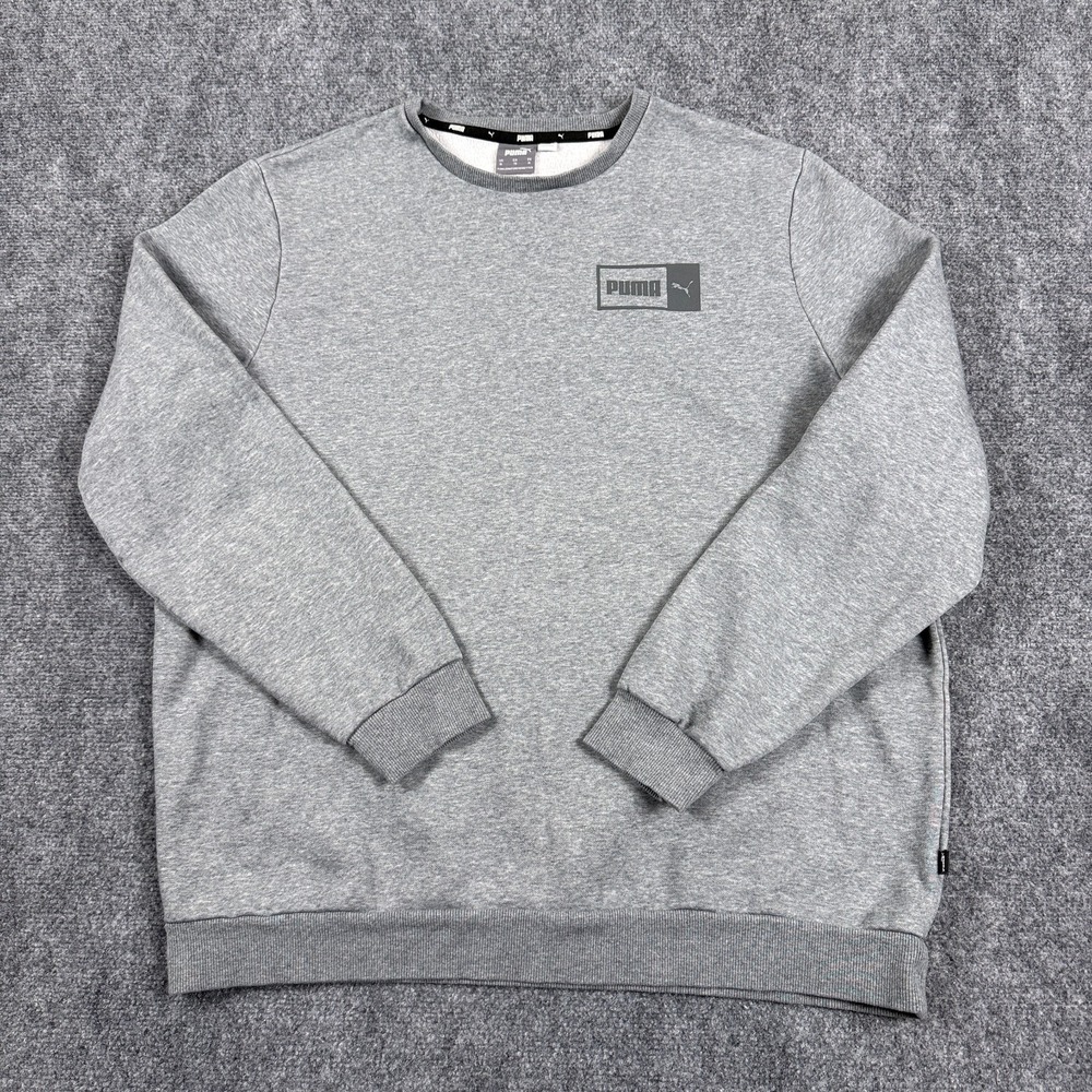 Puma Sweatshirt Mens XL Forever Better Box Logo Gray Fleece Outdoor Hiking